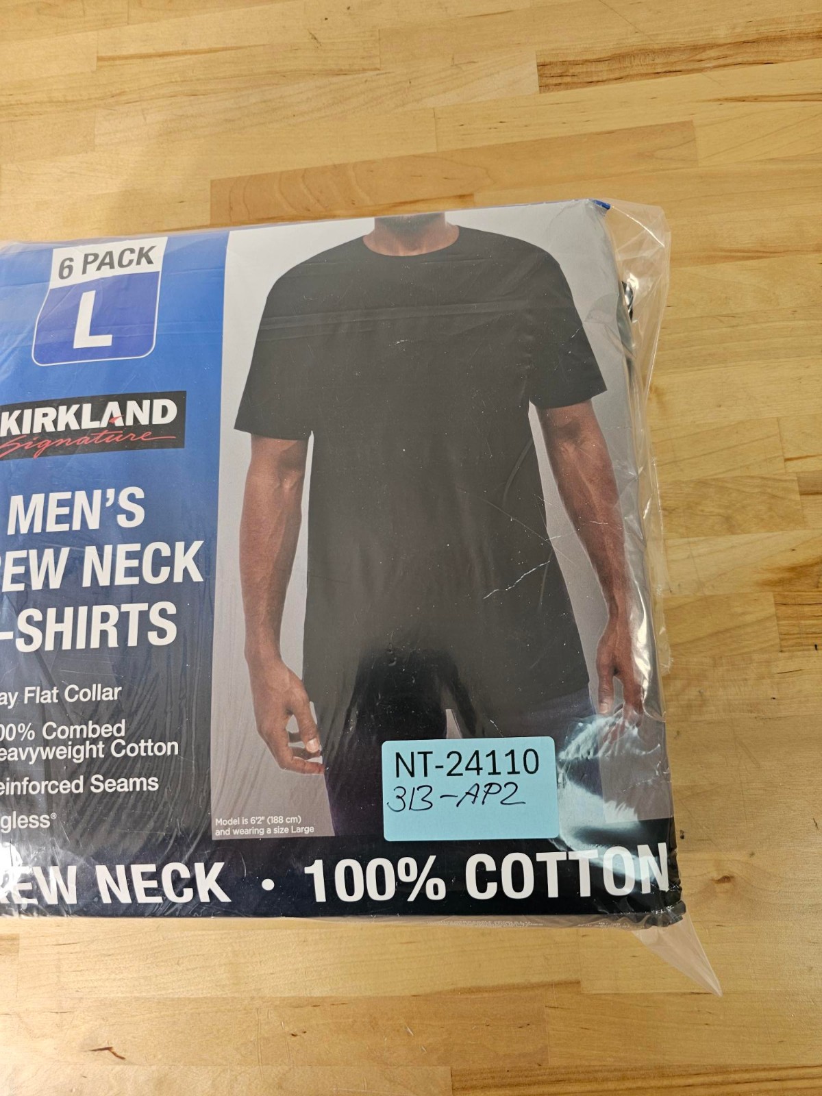 L / LARGE - BLACK - 6 PACK - Kirkland Signature Men’s Crew Neck Cotton Shirts gallery