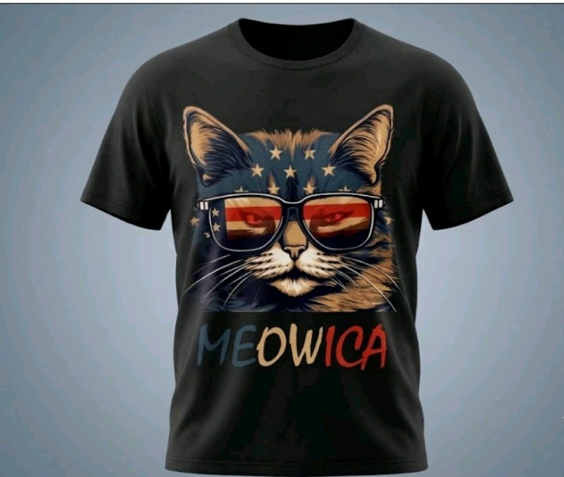 MEOWICA T-Shirt Patriotic Cat Graphic Tee Funny Cool Cat Shirt Gift gallery