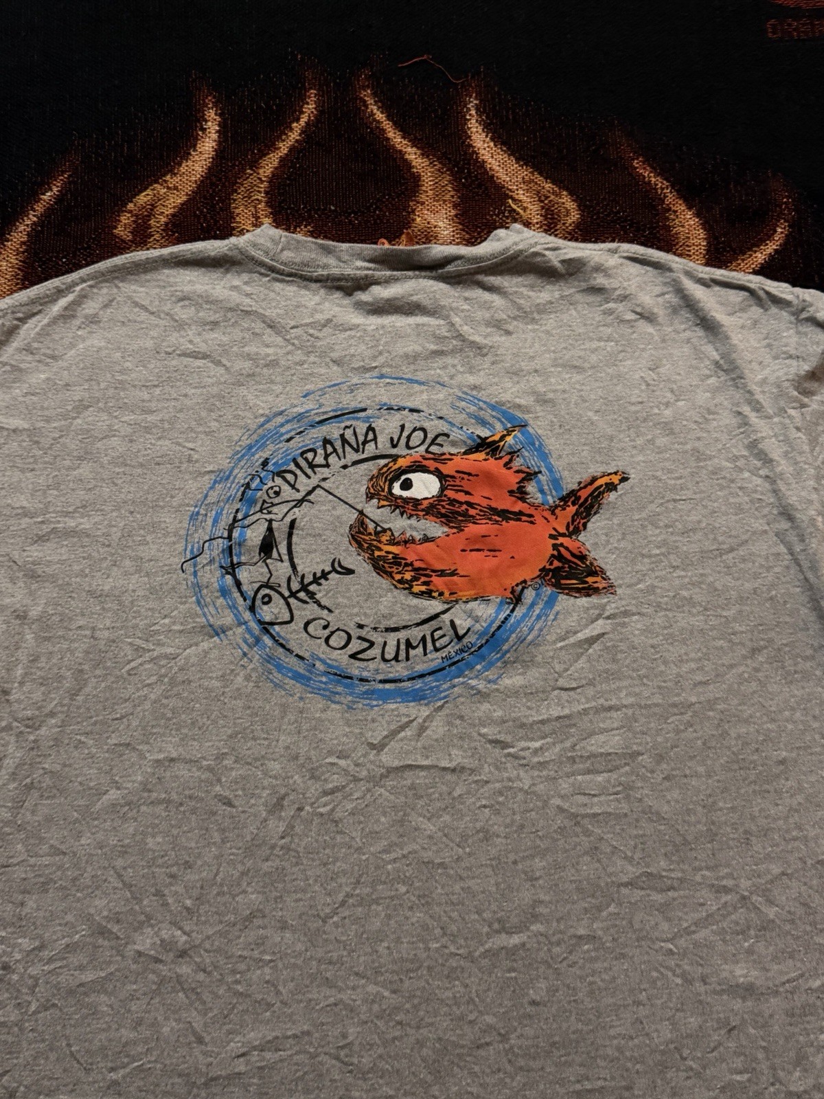 PIRANA JOE Cozumel Fish Graphic T-Shirt Gray Men's XL Short Sleeve gallery