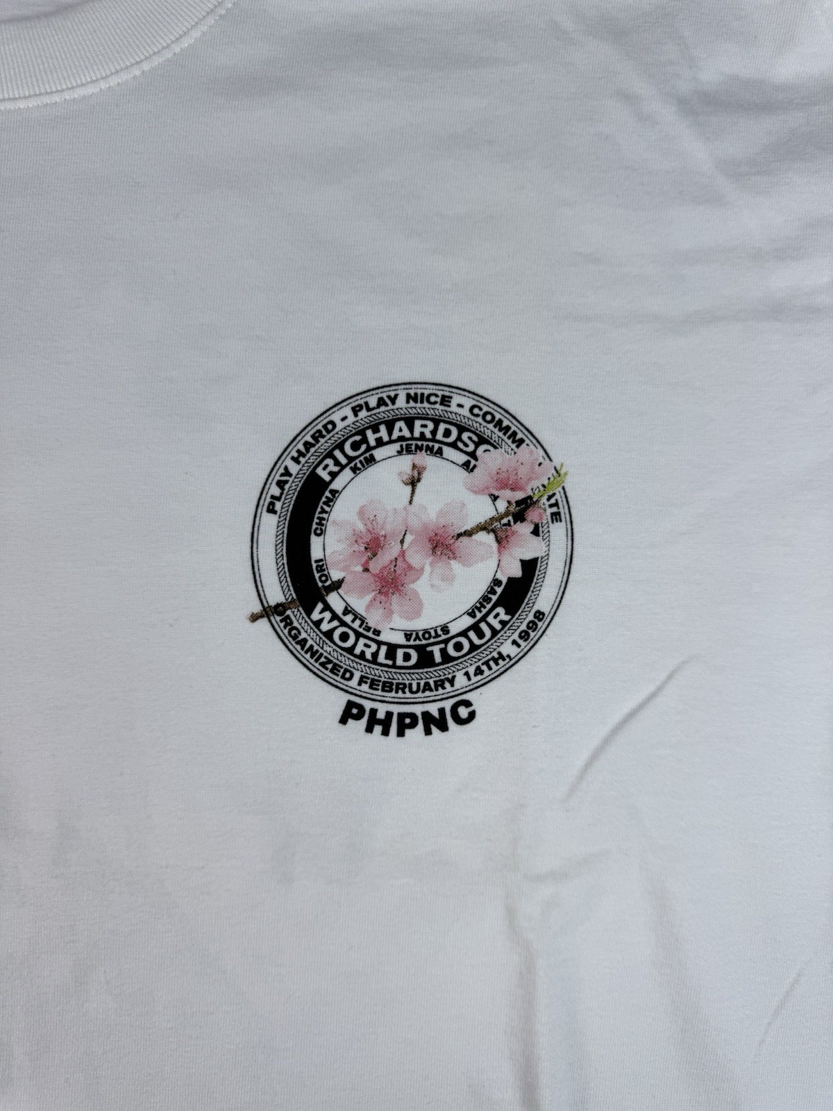 Richardson World Tour Long Sleeve Tee White Cherry Blossom Graphic Size L gallery