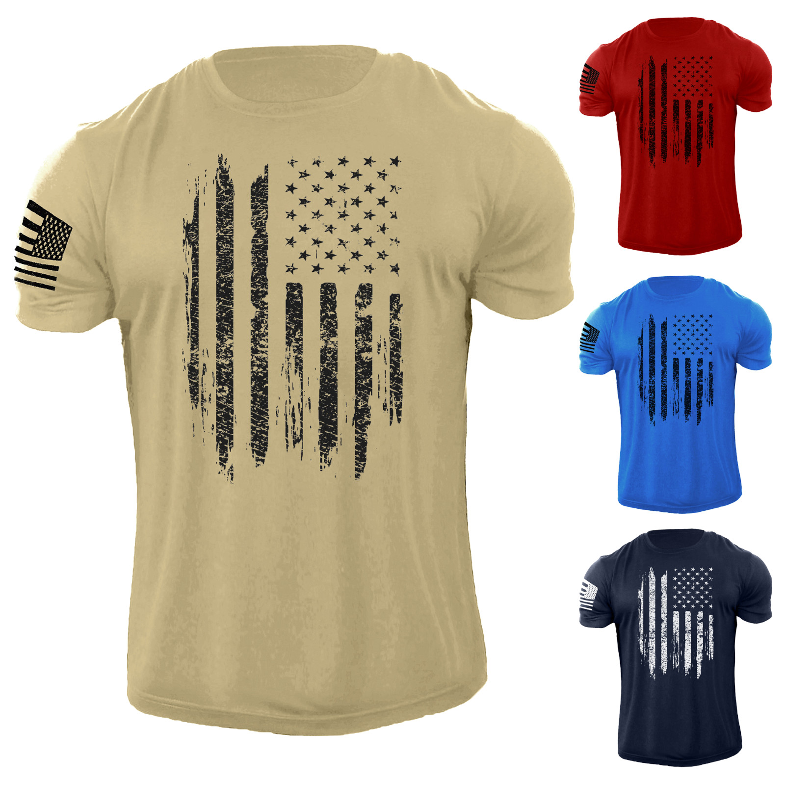 Men's Distressed USA Flag T Shirt American Patriotic 100% Cotton Tee gallery