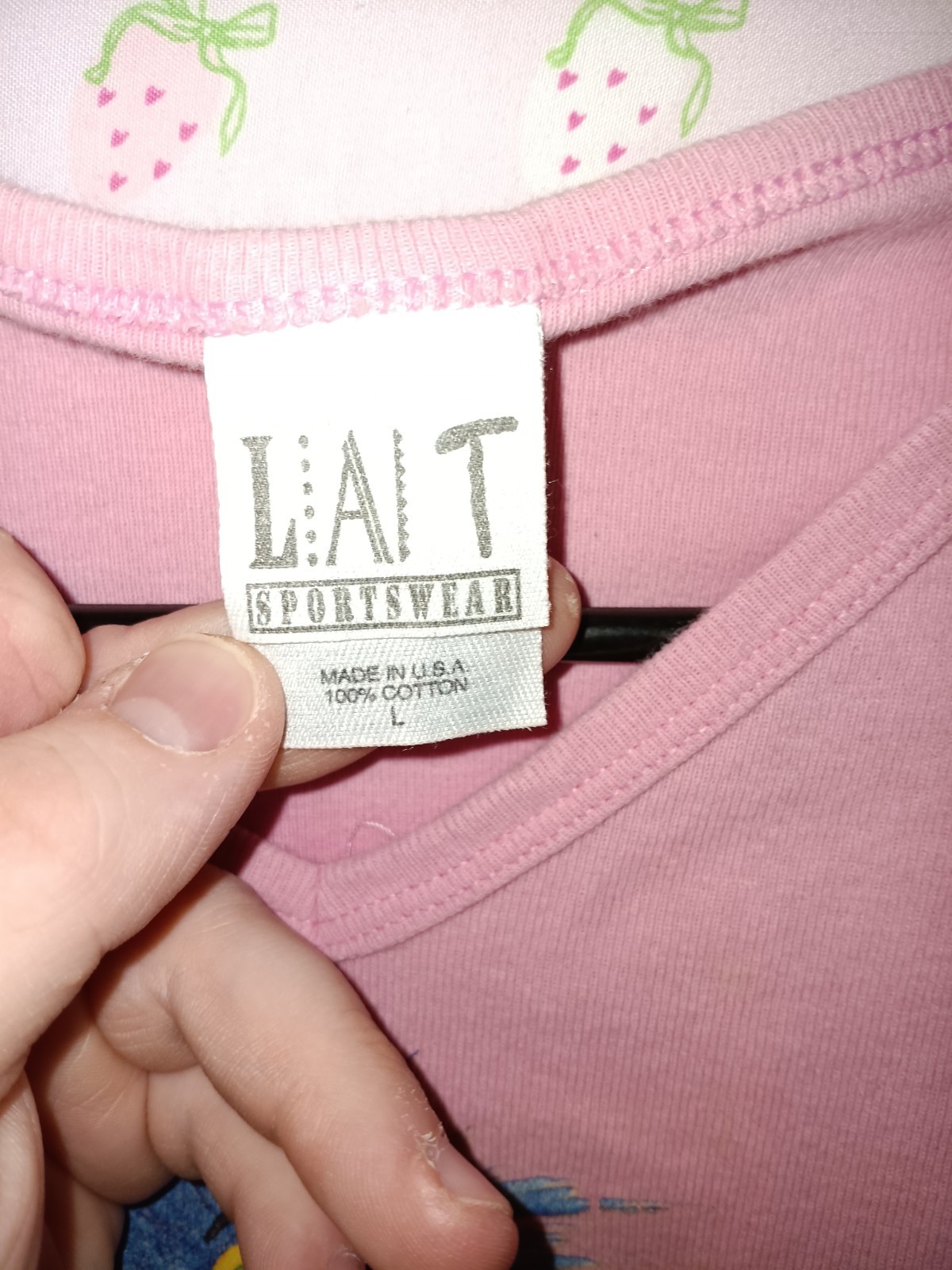 L.A.T Sportswear Pink Size L Crop Vintage Cute Monster Graphic T-Shirt gallery