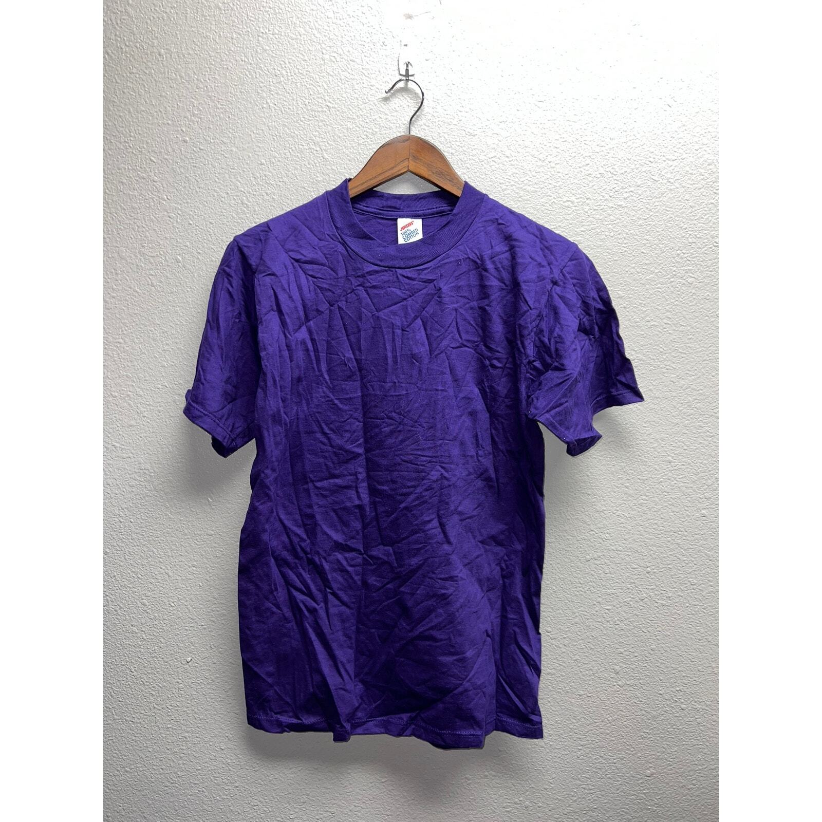 90s Vintage Jerzees 100% Combed Cotton Purple Blank Shirt VTG M
