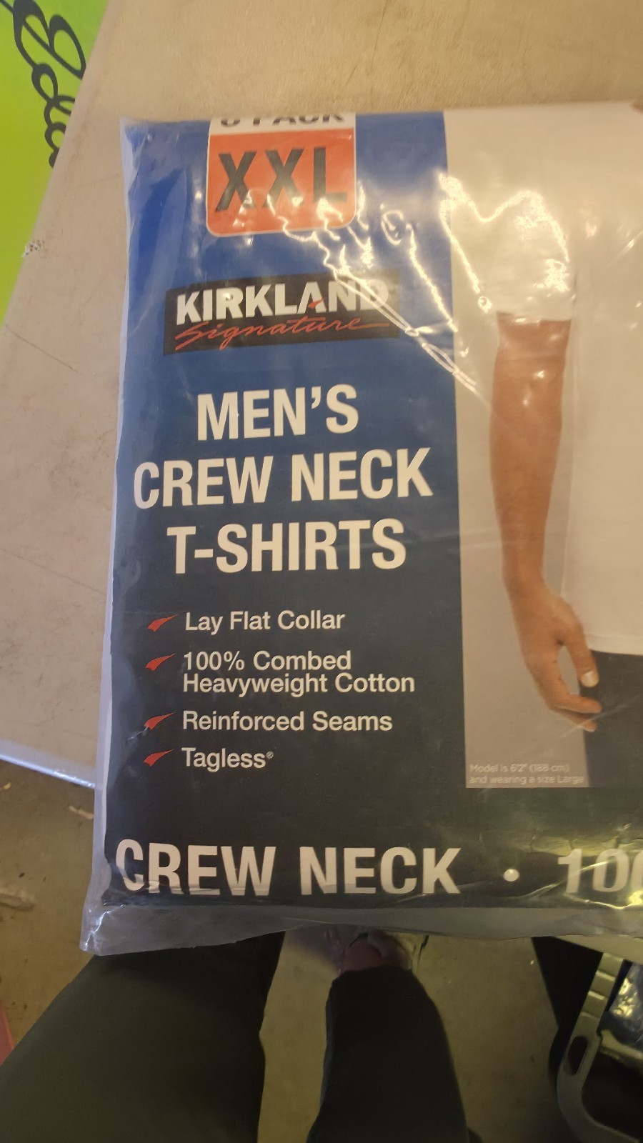 Kirkland Men's 6-pack White 100% Cotton Crew Neck T-shirt XXL New In Package gallery
