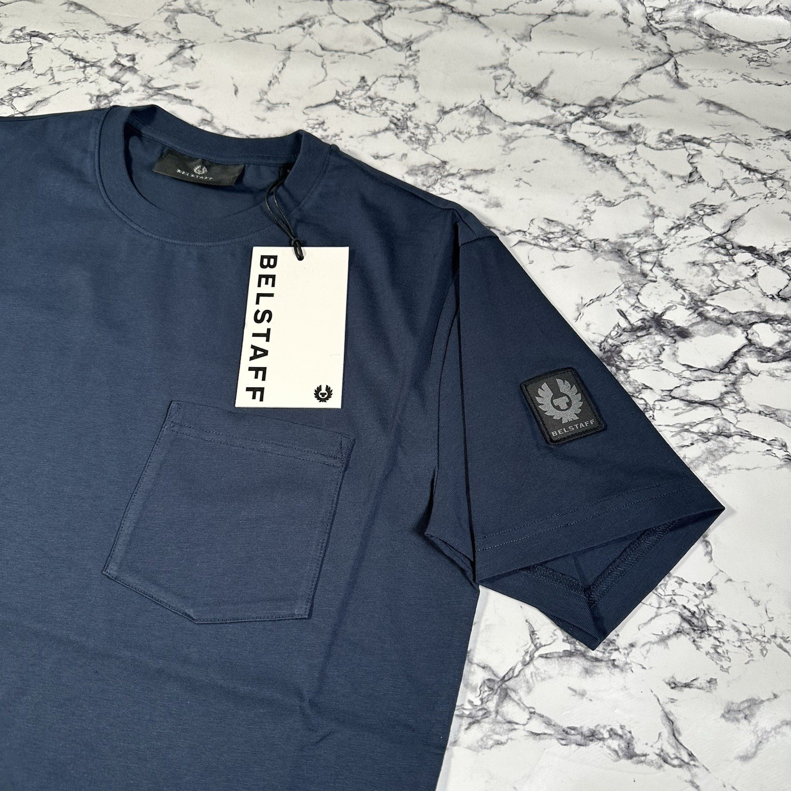 BELSTAFF Mens Deep Navy Blue Thom Pocket T Shirt SIZE SMALL BNWT Authentic gallery