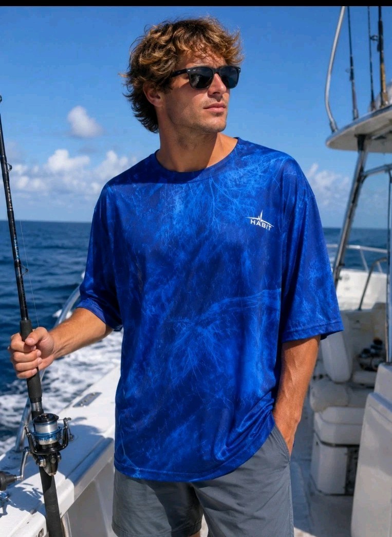 Habit Realtree Fishing Shirt Mens Size XL Blue Short Sleeve Solar Factor gallery