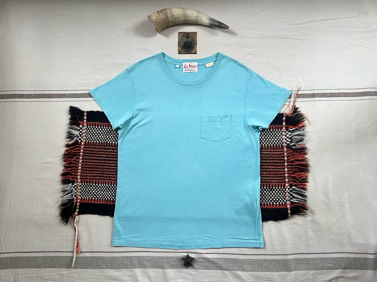 LVC T-Shirt L Levi's Vintage Clothing 50s Sportswear Single Stitch Aqua Blue gallery