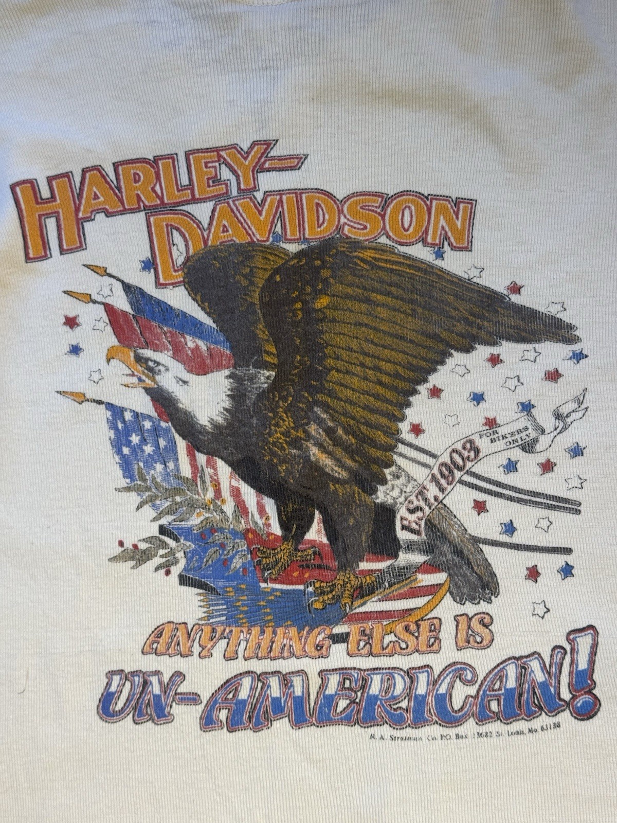 Vintage 80s Harley Davidson Anything Else Is Un-American LS Thermal Henley Small gallery