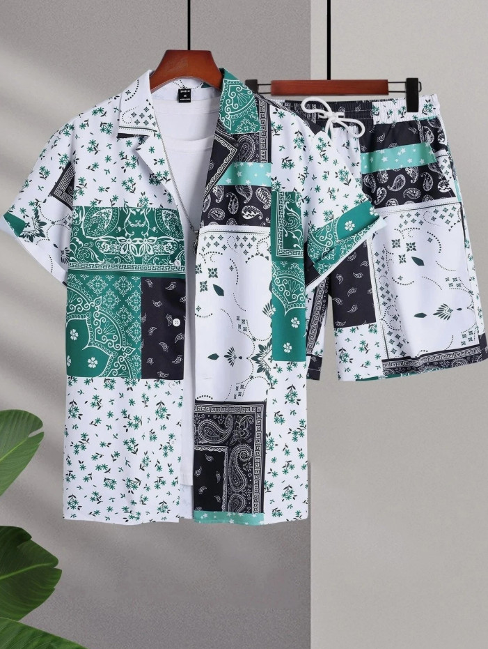 Men Summer Outfit 2-Piece Set Short Sleeve T-Shirt and Shorts Sweatsuit Set gallery