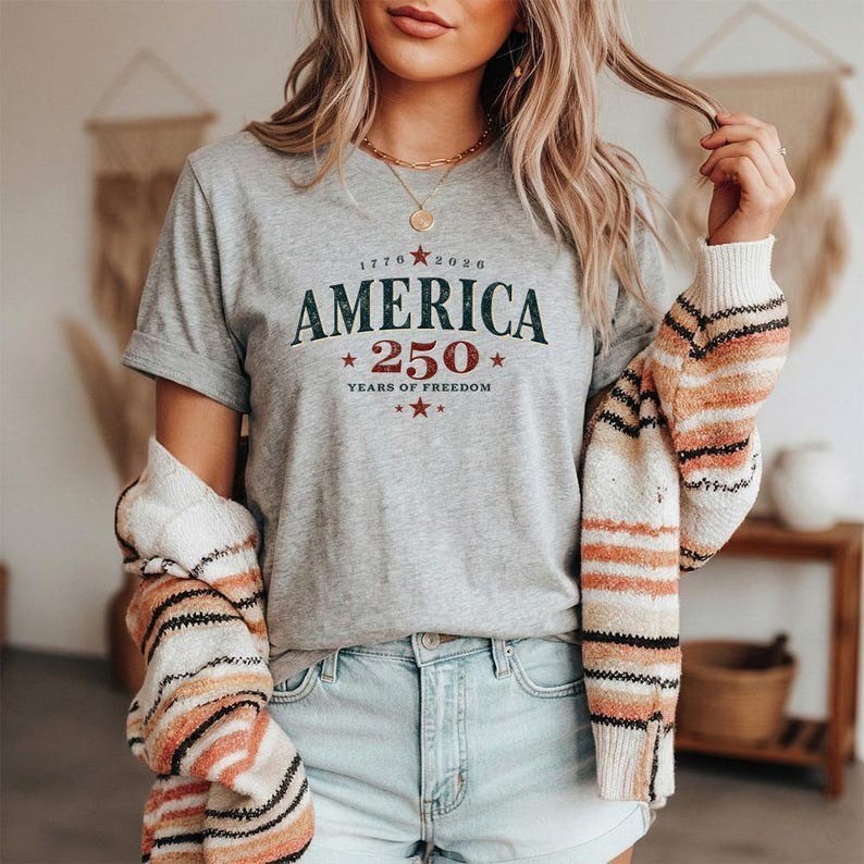 250 Years of Freedom - Bella Canvas, Retro American Flag Shirt, Cute USA Flag gallery