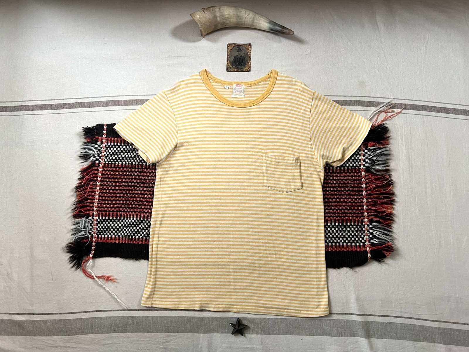 LVC Levi's Vintage Clothing T-Shirt M 60s Casuals Yellow Stripe Ringer Neck 2012 gallery