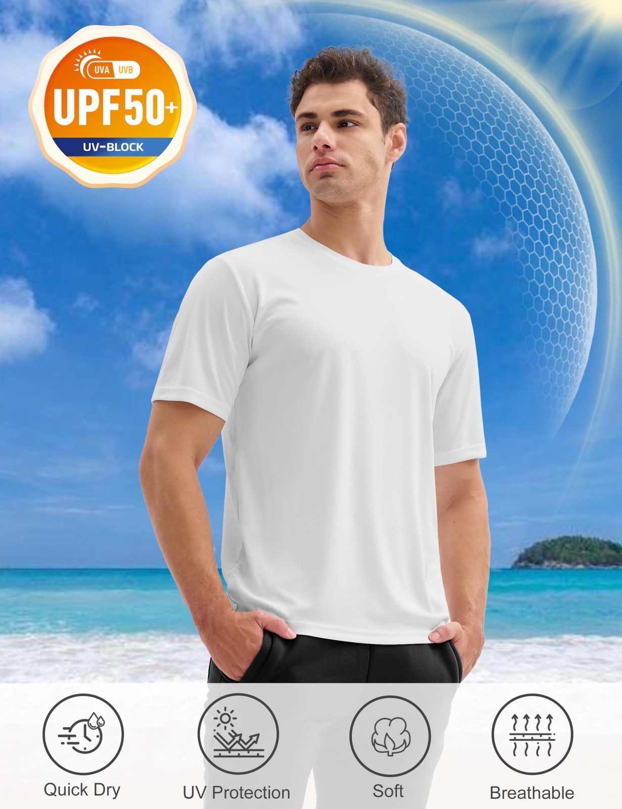 3 Pack Sun Shirts for Men Short Sleeve UPF 50+ Dry Fit Running Gym Hiking Wor... gallery