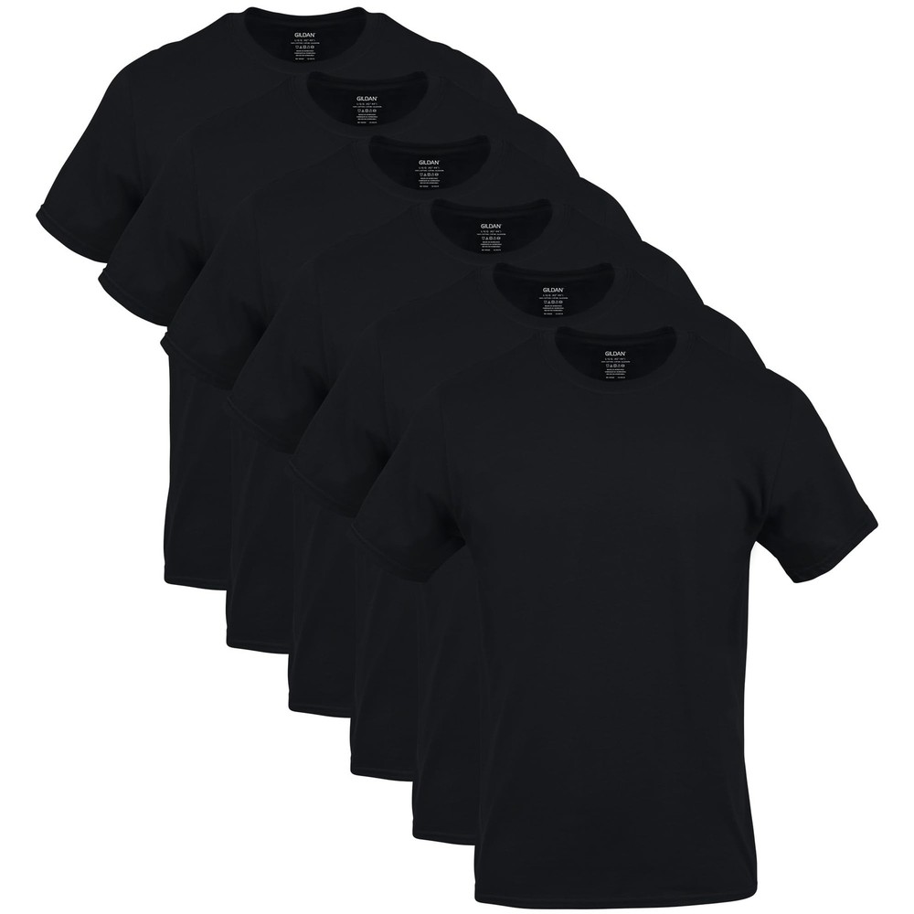 Gildan Men’s Crew T-Shirts, Multipack, Style G1100, X-Large, Black (6-pack)