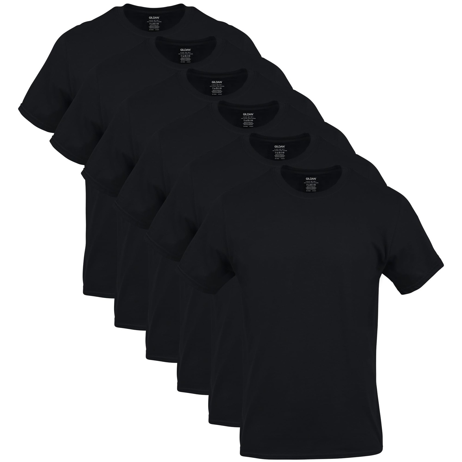Gildan Men’s Crew T-Shirts, Multipack, Style G1100, X-Large, Black (6-pack)