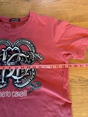 Roberto Cavalli Men’s Red Snake Logo Graphic Print Crew Neck T-Shirt Sz M