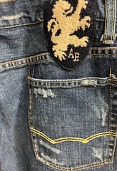 American Eagle Men Denim Jeans Boot Cut Blue 100% Cotton 36 X 31 Distressed