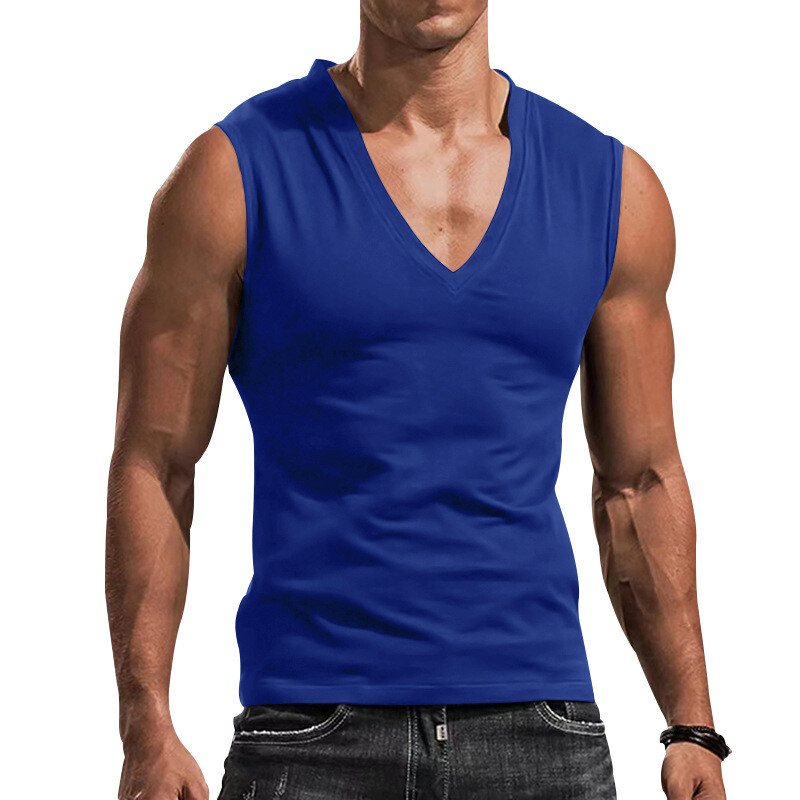 Mens Casual Camisole Sleeveless T-Shirt Solid Color V-Neck Vest Muscle Tank Tops gallery