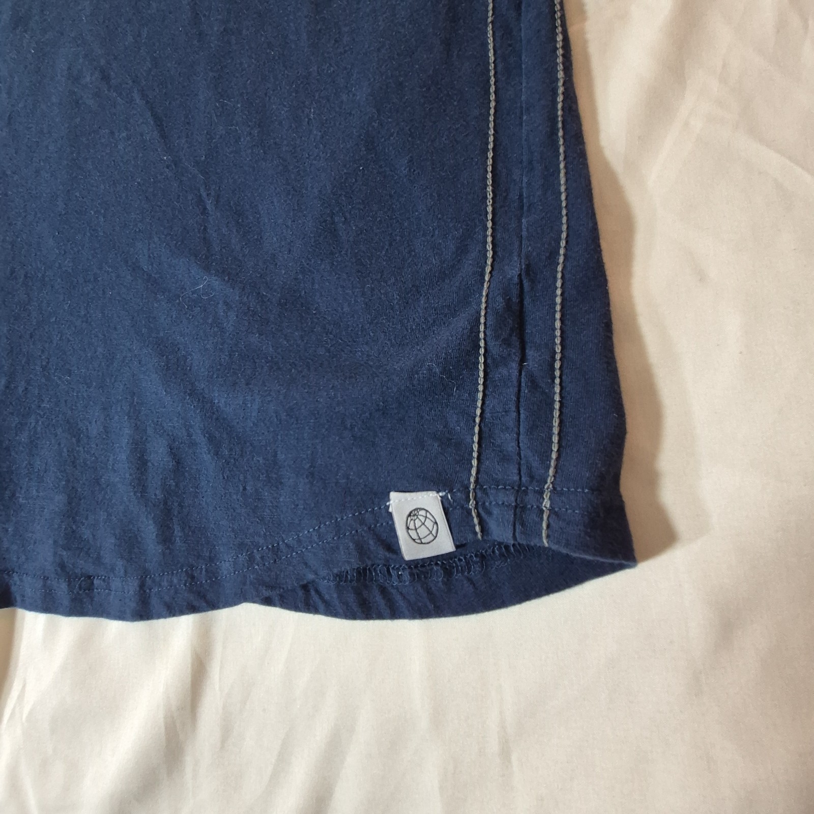 Mens Medium Navy Tee Floral Pocket Contrast Trim Cotton Shirt Casual gallery
