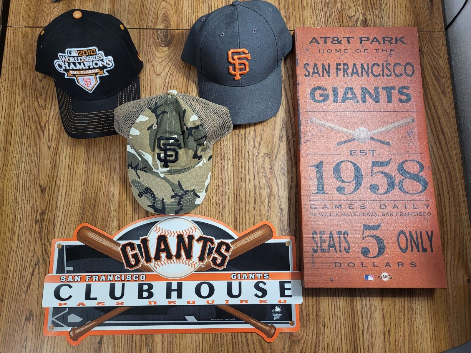Lot of 18 San Francisco Giants Items 3 Hat, 13 Cups 2 Signs 2010 2017 2019 AT&T gallery