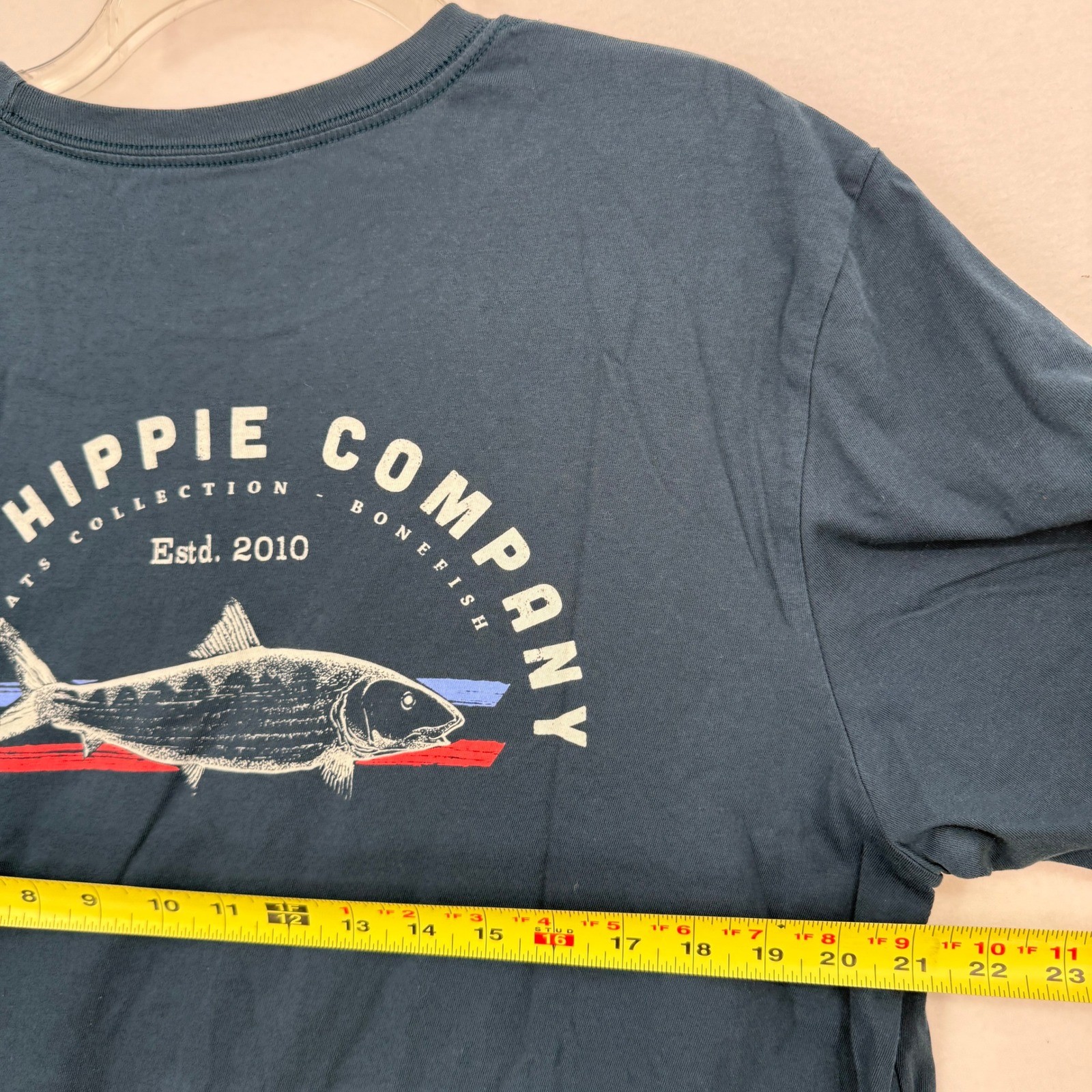 Fish Hippie T Shirt Mens Large Blue Bonefish Flats Collection Graphic Tee gallery