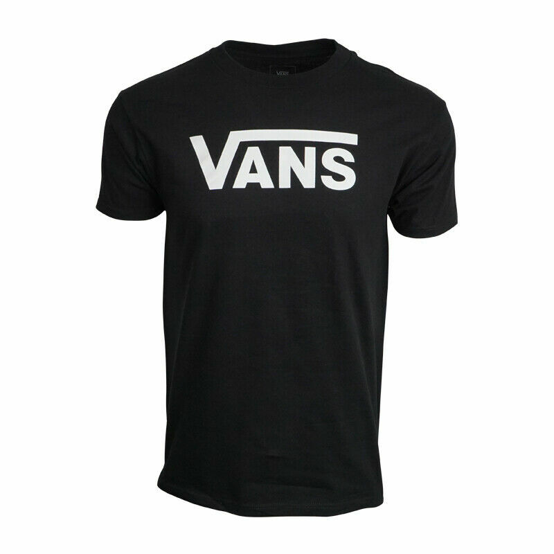 VANS MENS LOGO T SHIRT BLACK WITH WHITE PREMIUM T SHIRT NEW gallery