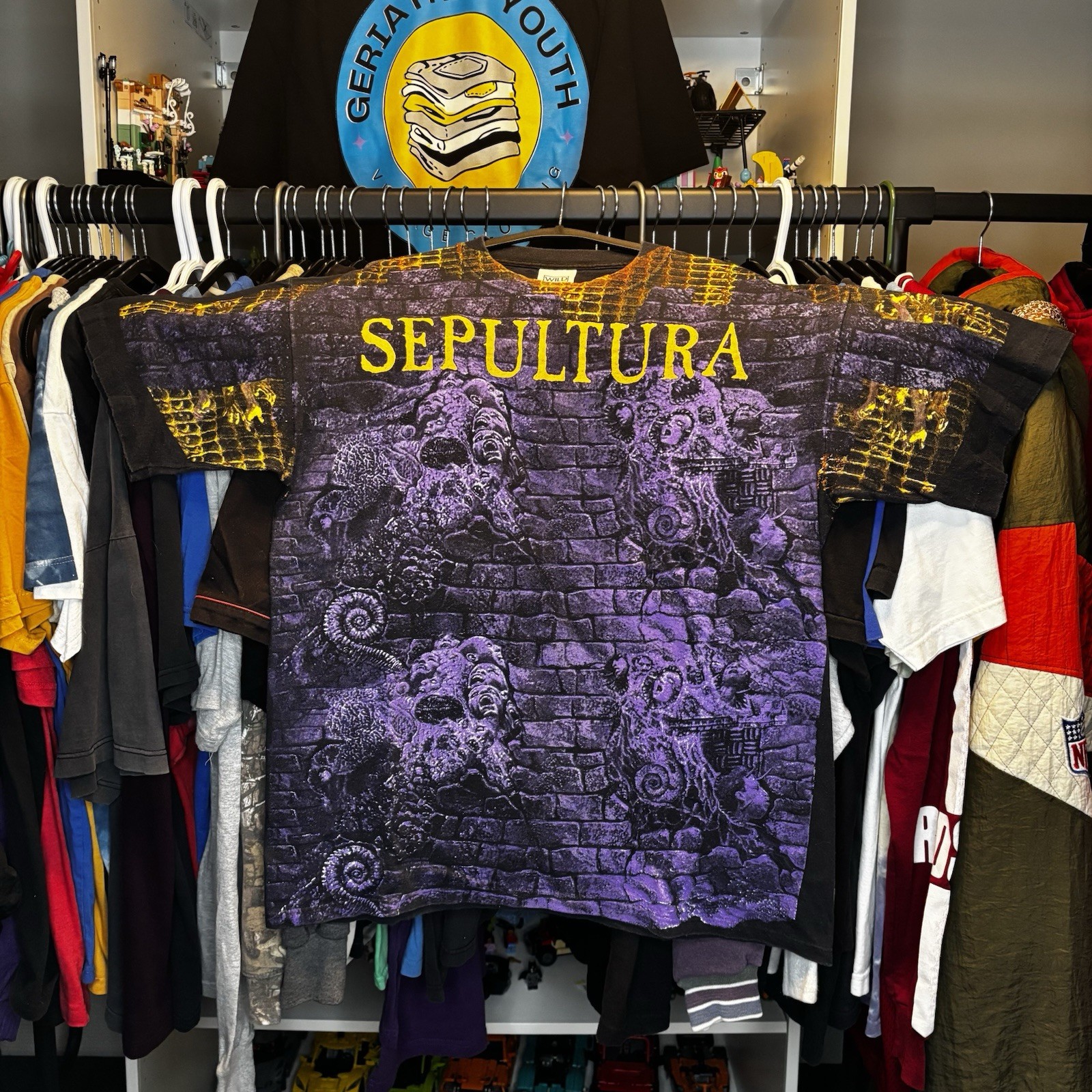 Vintage Sepultura AOP Shirt XL Wild Oats USA Single Stitch Rare 90s Metal Tee