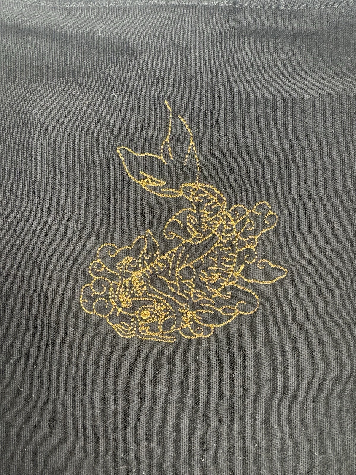 Vintage Style Japanese Brand Sukajan Dragon Embroidered Koi Fish Shirt Black L gallery