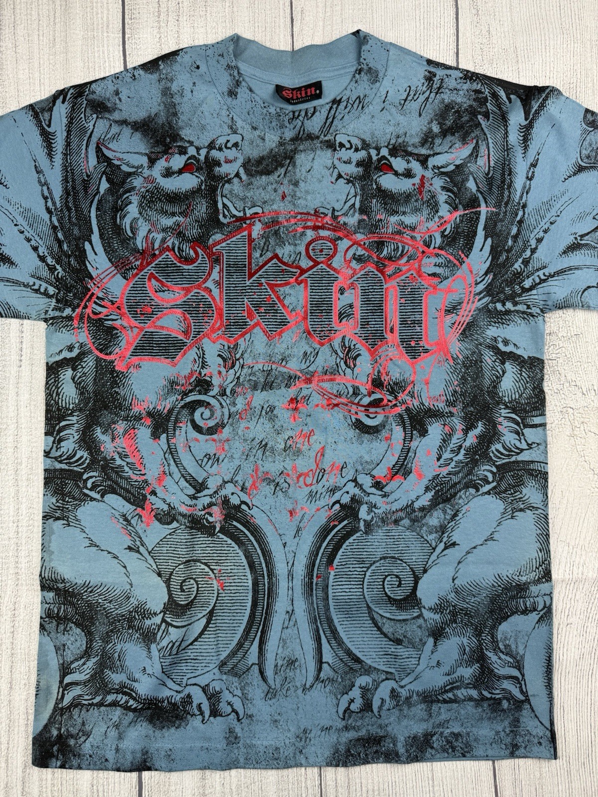 VGC! VTG Skin Industries AOP Graphic T-Shirt Y2K *Sz Medium - Read/See Pics gallery