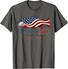 250 America Years 1776 2026 Fishing USA Flag Fisherman T-Shirt