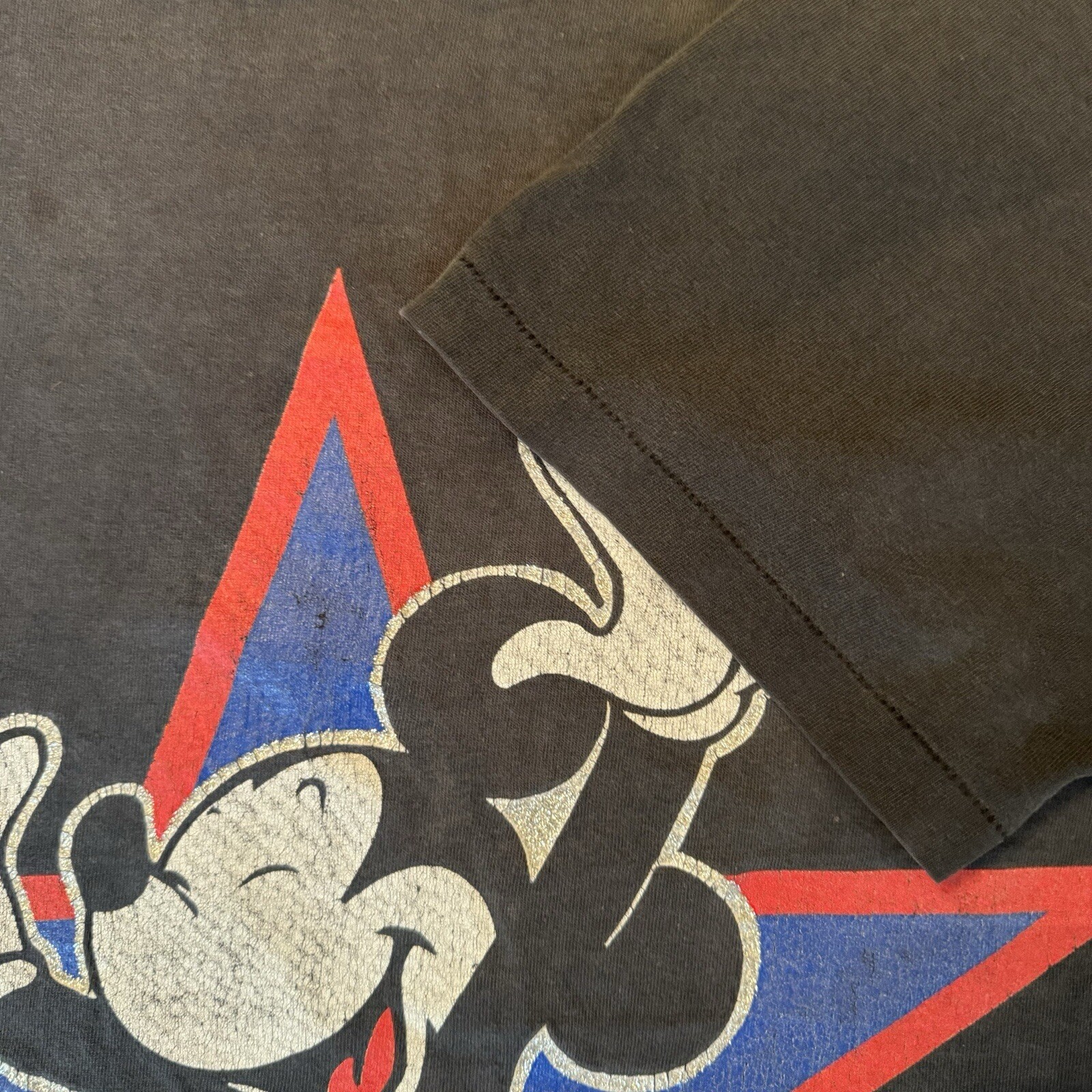 Vintage DISNEY Mickey Mouse Authentic Star T Shirt 90s Black OSFA Faded USA gallery