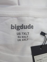 Bigdude Short Sleeve Plain Crew Neck Straight Hem T Shirt Size 7XL White