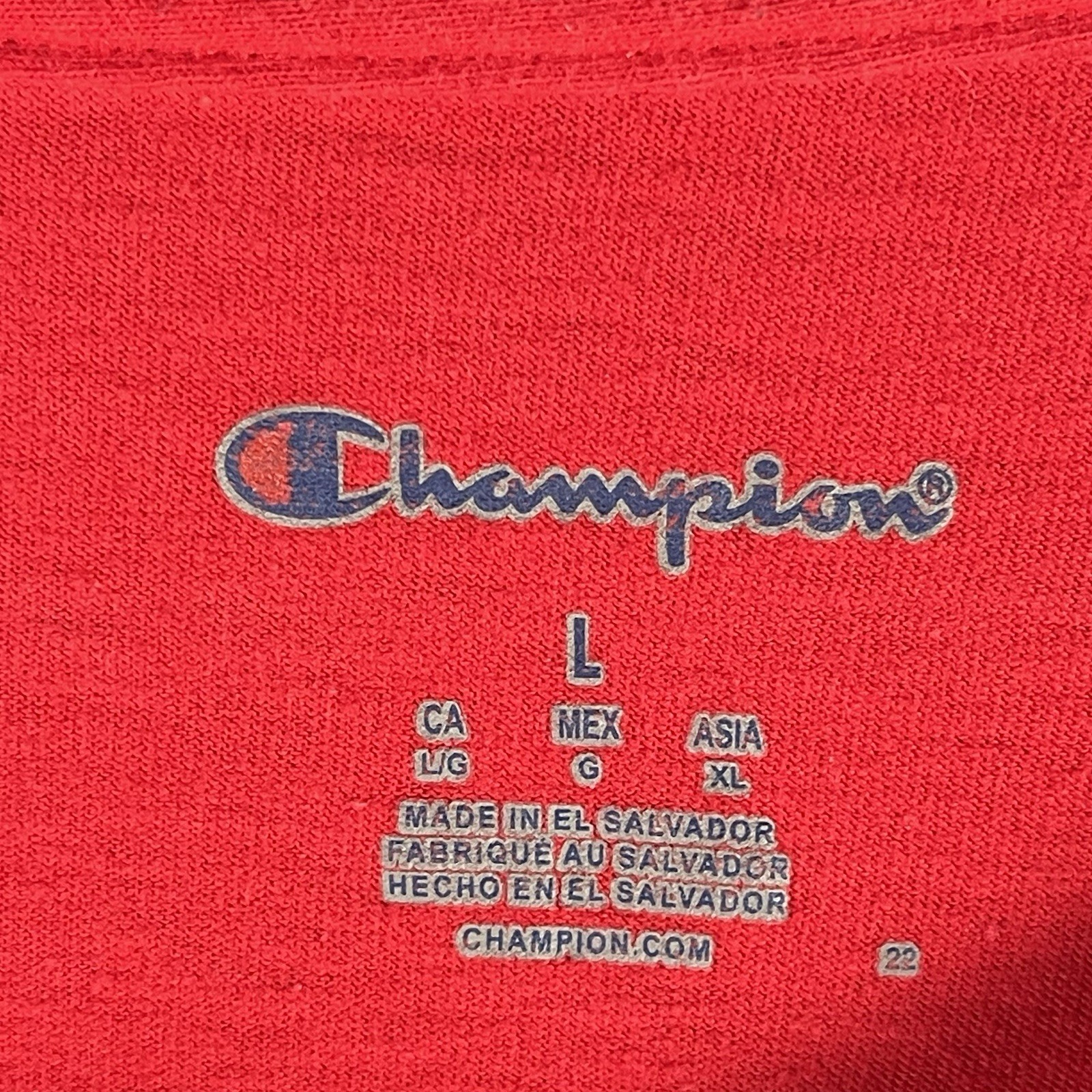 Scarlet Champion Classic Graphic Tee Large Mens Red Back Spellout Red White Blue gallery