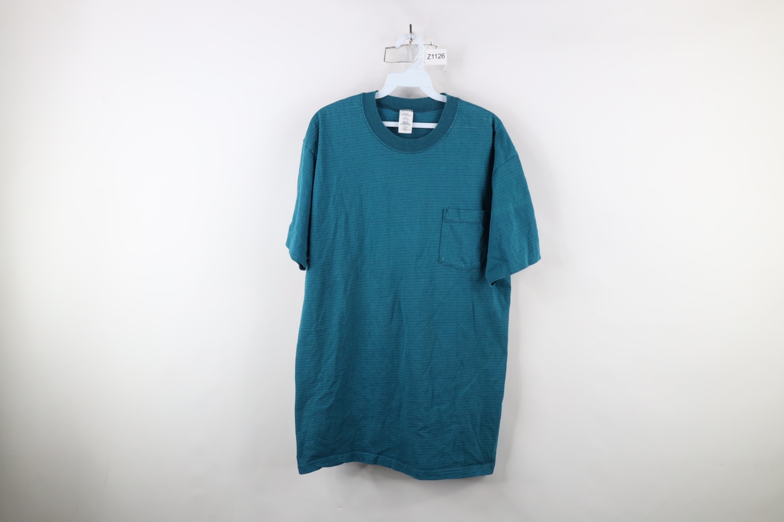 Vintage 90s Streetwear Mens Large Faded Blank Striped Pocket T-Shirt Cotton USA