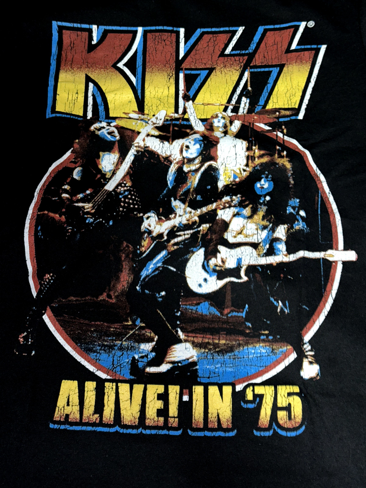 KISS ALIVE IN “75 T-SHIRT BLACK MEN’S SMALL 34-36 MUSIC