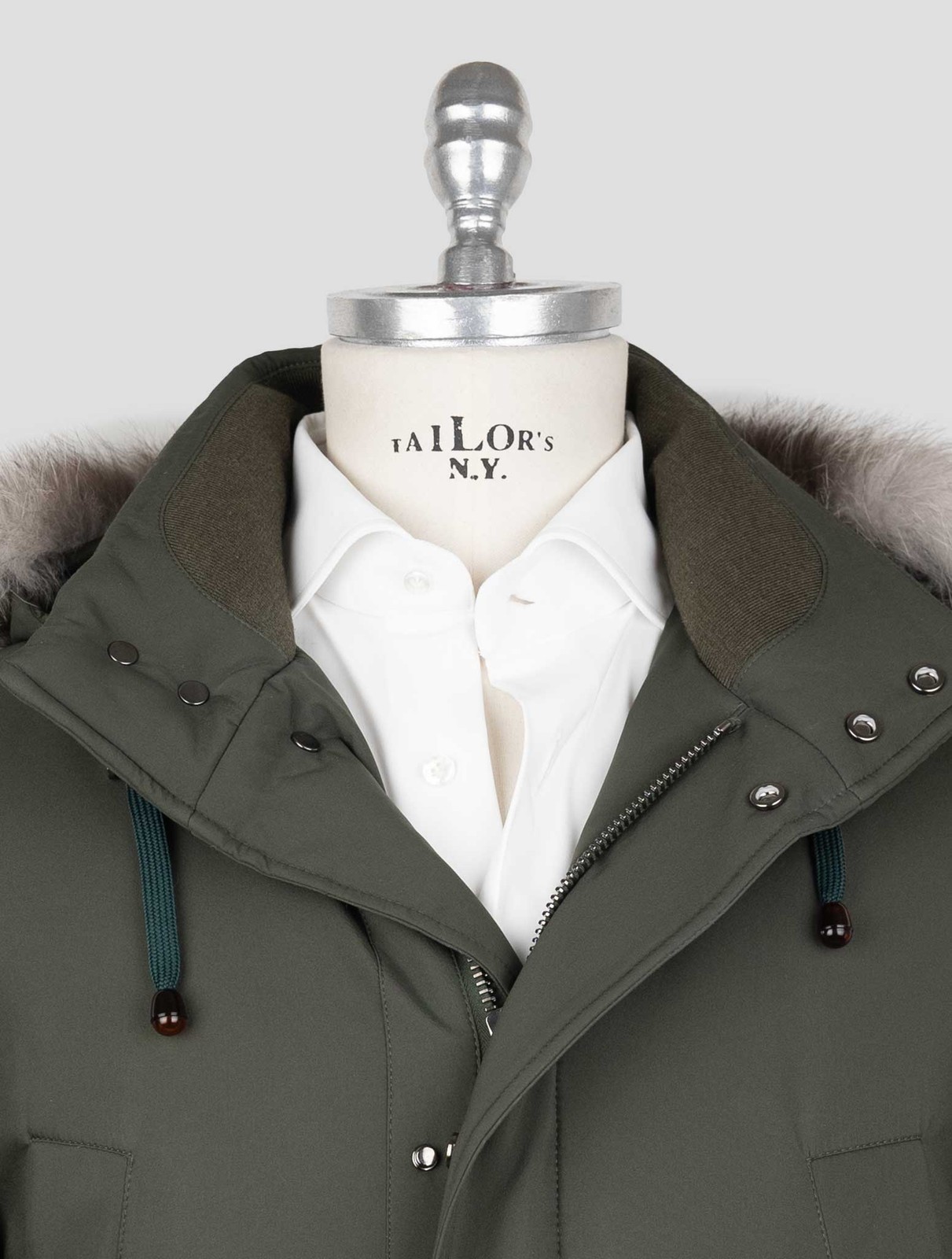 NEW SARTORIO NAPOLI GREEN PL FOX HOODIE OVERCOAT US 46 - EU 56 SGZ1 gallery