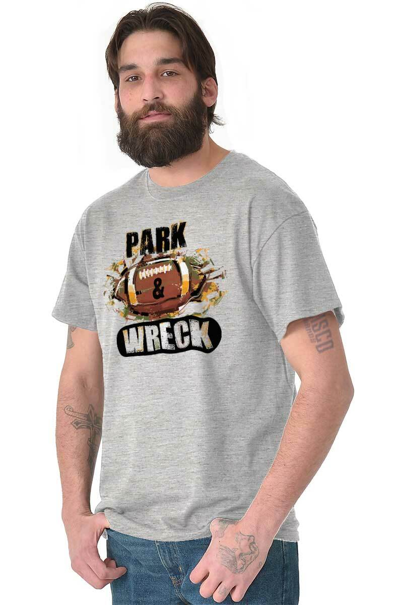 Funny Football Pun Joke Park and Wreck Humor Mens Casual Crewneck T Shirts Tees gallery