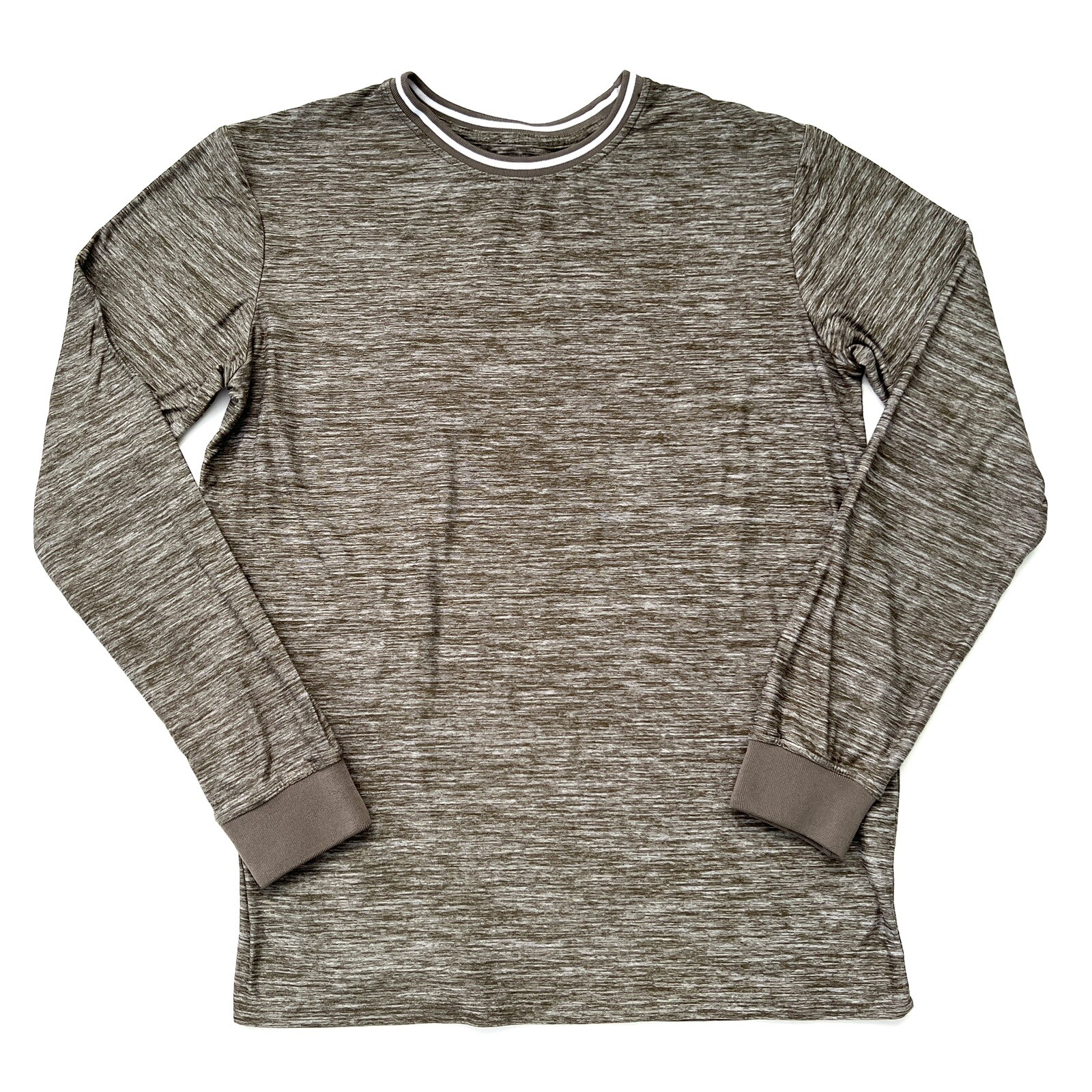 Raw Yarn Industries Size M Heathered Long Sleeved Top Olive Green Crew Neck