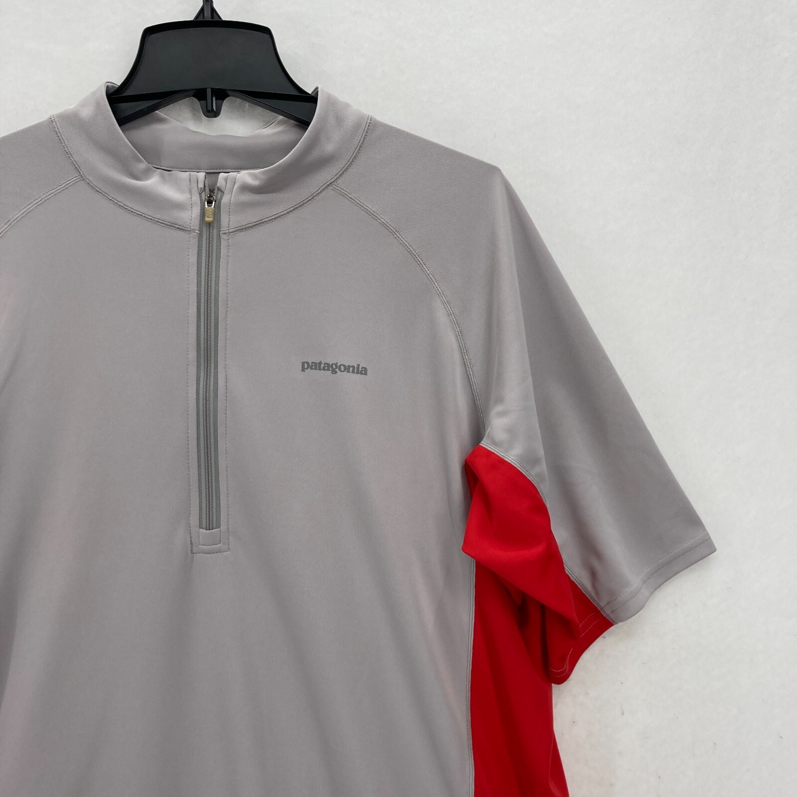 Patagonia Half Zip Short Sleeve Shirt XL Gray Mock Neck Lightweight Hiking Camp gallery