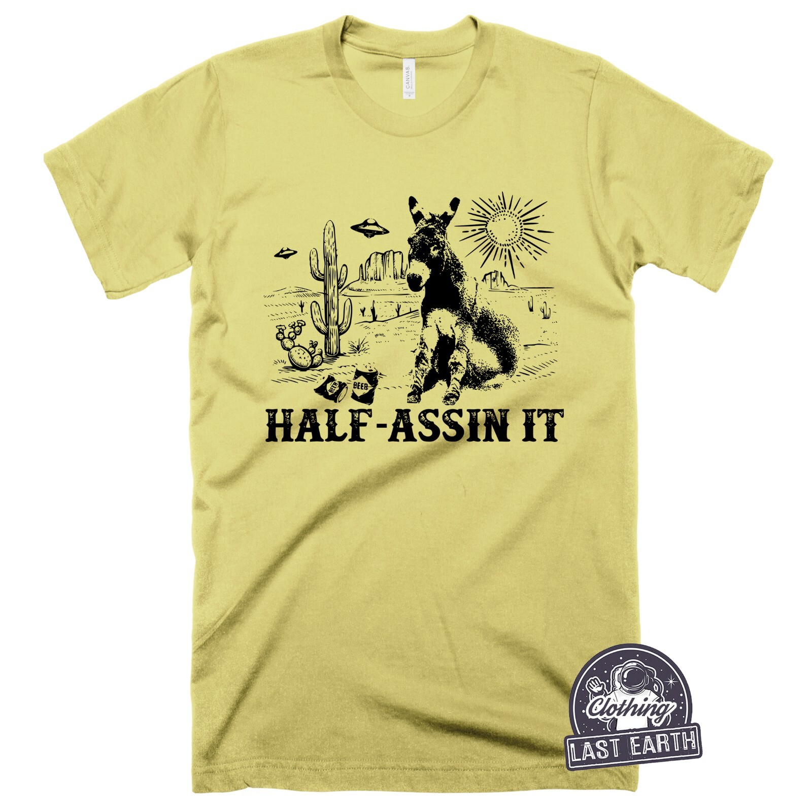 Half-Assin It T-Shirt Funny Donkey Shirt Half-Ass Joke Tshirt Lazy Guy Gift Tee