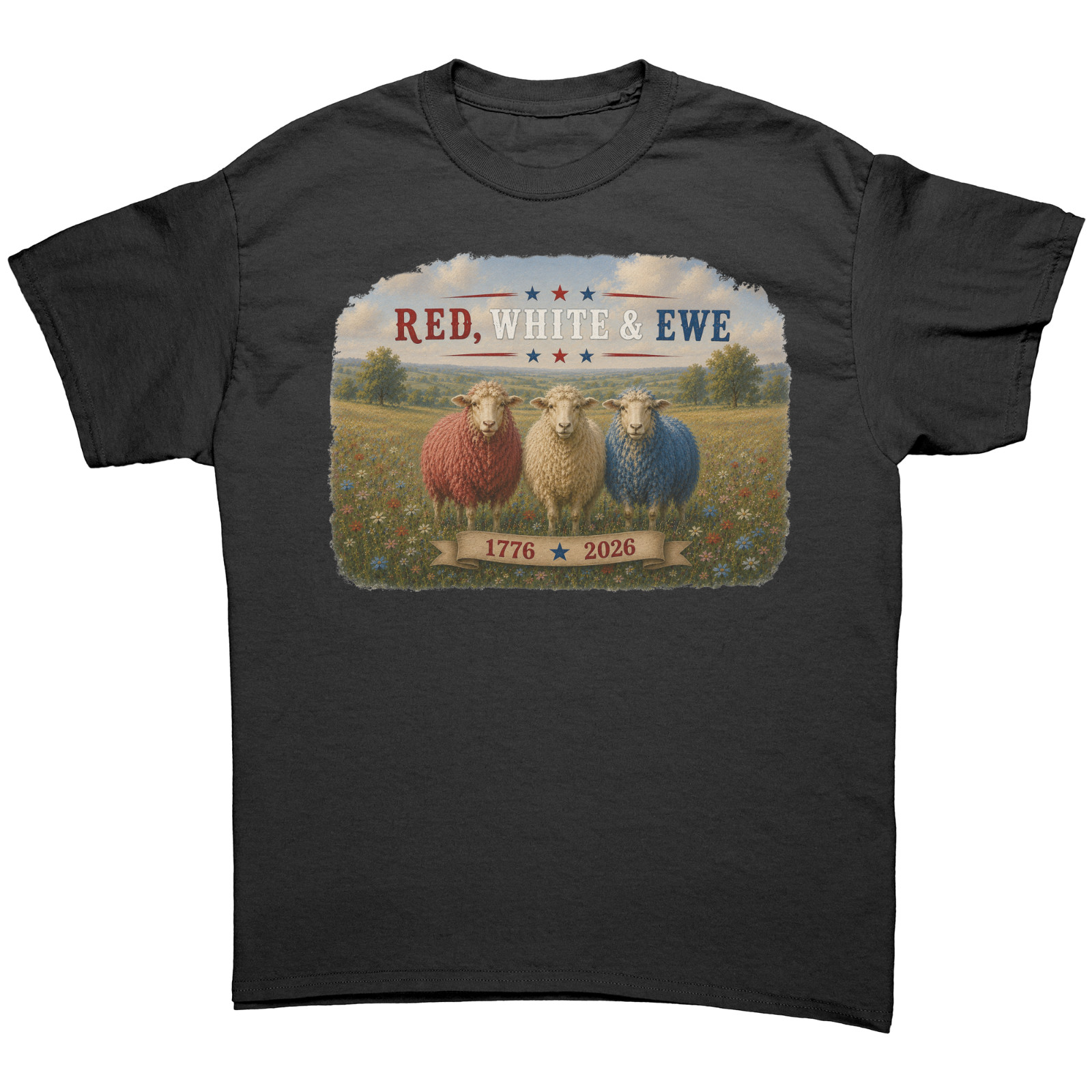 Cute Patriotic Red White & Ewe Tshirt July 4th Shirt Funny Sarcastic Sheep Tee gallery