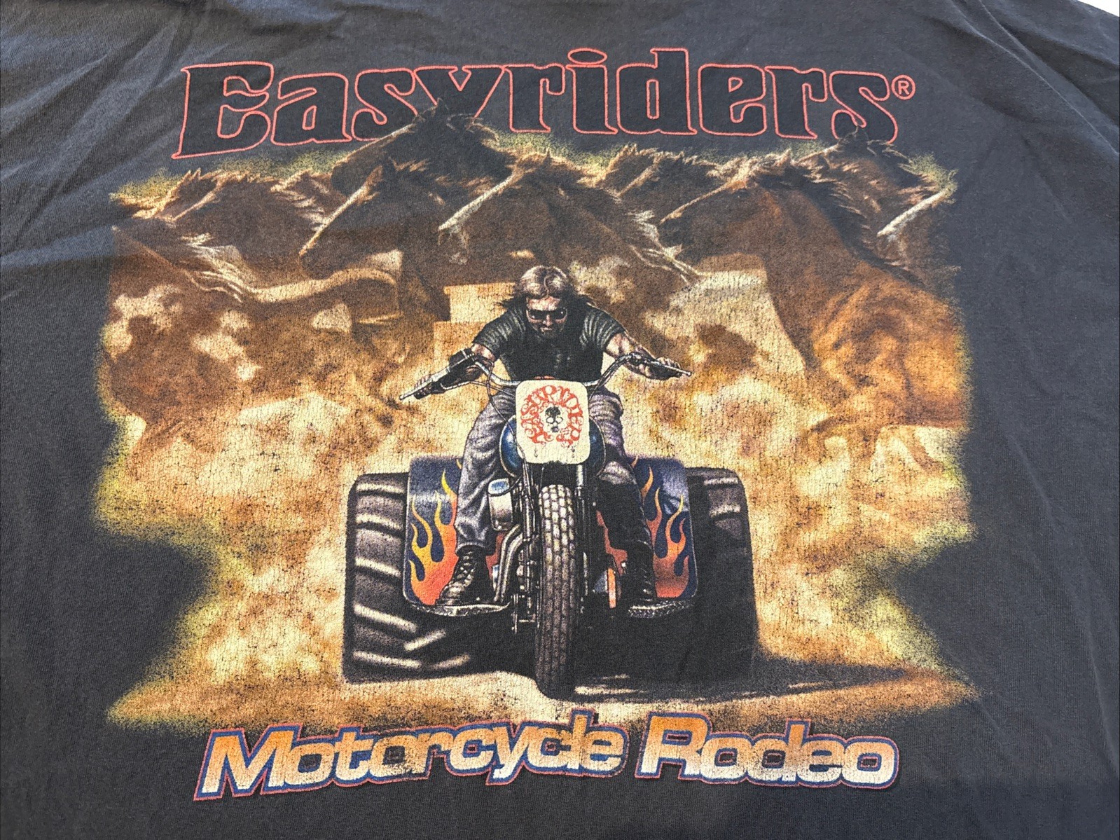 Vintage Easyriders Graphic Tee Mens 2XL Biker Shirt 2003 Rodeo Horses See Pics gallery