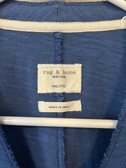 rag & bone Raw Edge Henley T-Shirt Men XXL Blue Short Sleeve Modern Classic