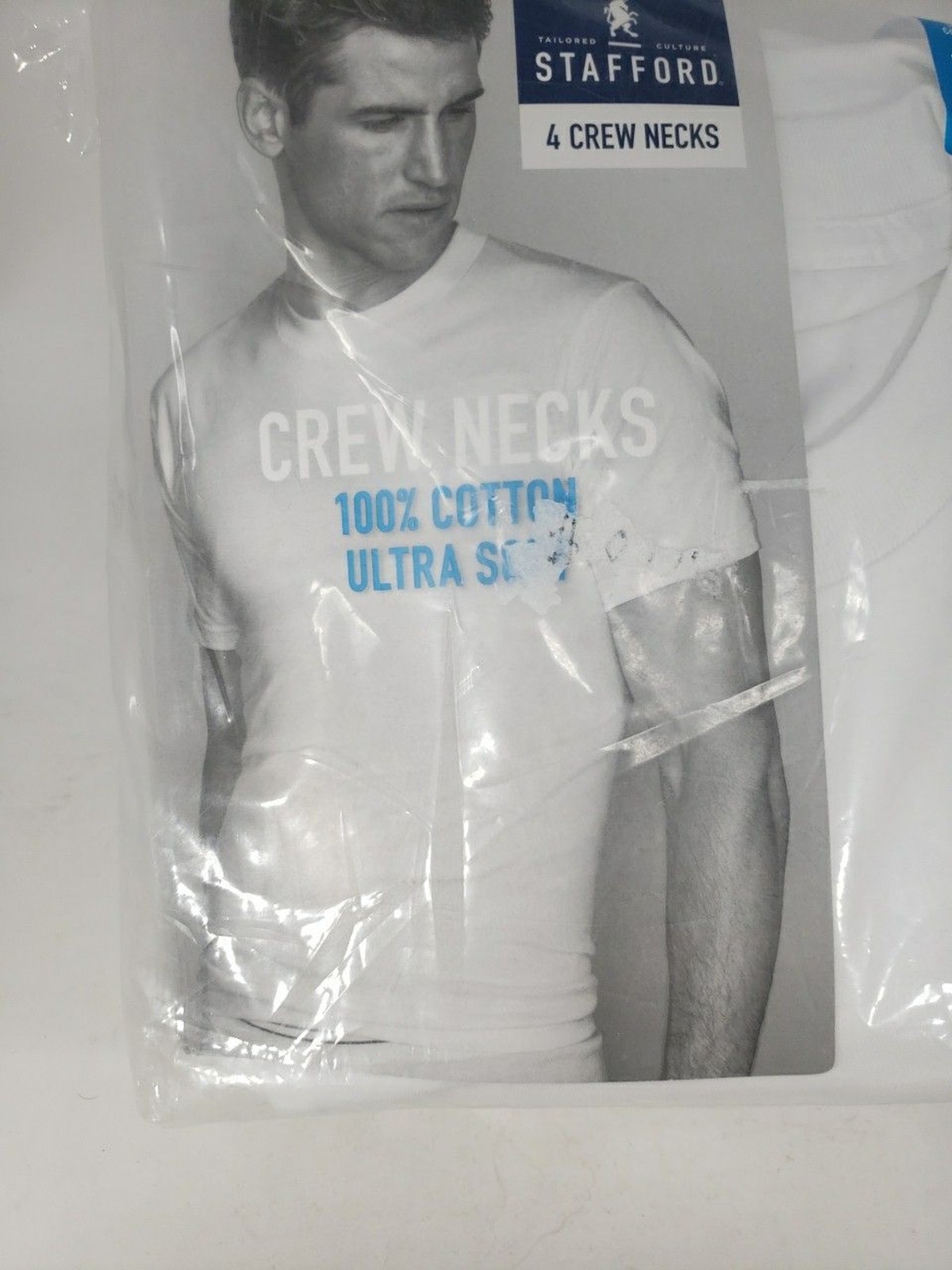 Stafford JCP Large 4 Crew Neck T-Shirts 100% Cotton Ultra Soft NOS Open Package gallery