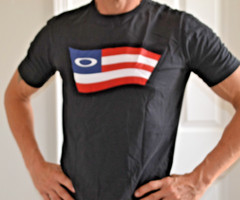 Oakley O-Bold Ellipse Tee Short Sleeve T-Shirt Black USA FLAG M MEDIUM