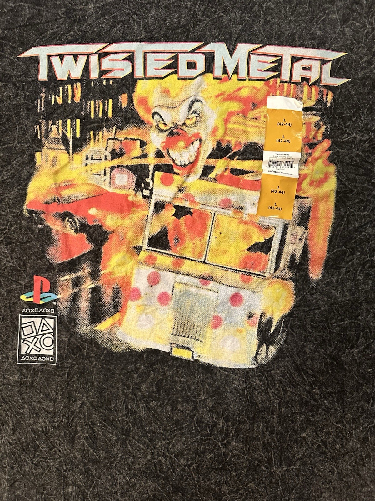 Twisted Metal PlayStation Graphic T‑Shirt Large Black Mineral Wash Flaming Clown gallery