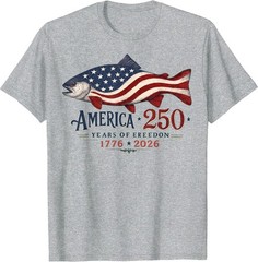 250 America Years 1776 2026 Fishing USA Flag Fisherman T-Shirt