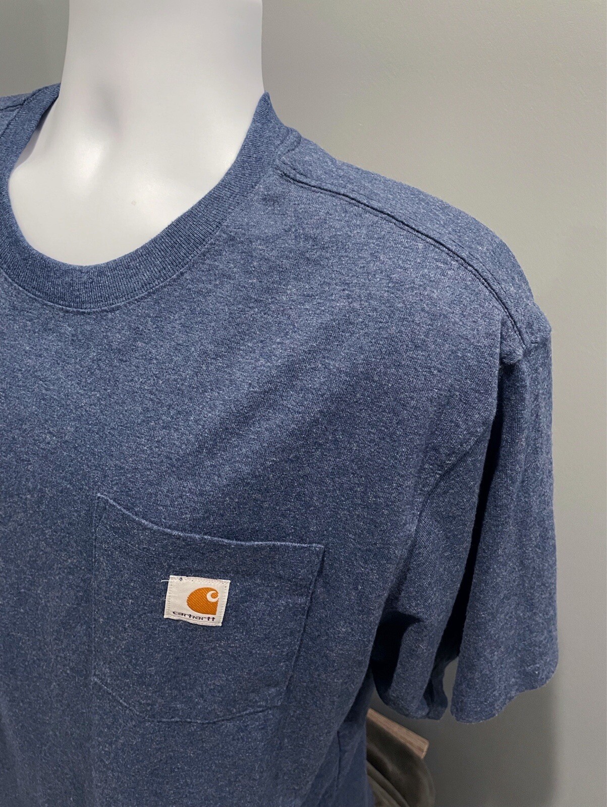 Carhartt Men's Large Crew Neck T-Shirt Workwear Heavy Duty Solid Heather Blue gallery