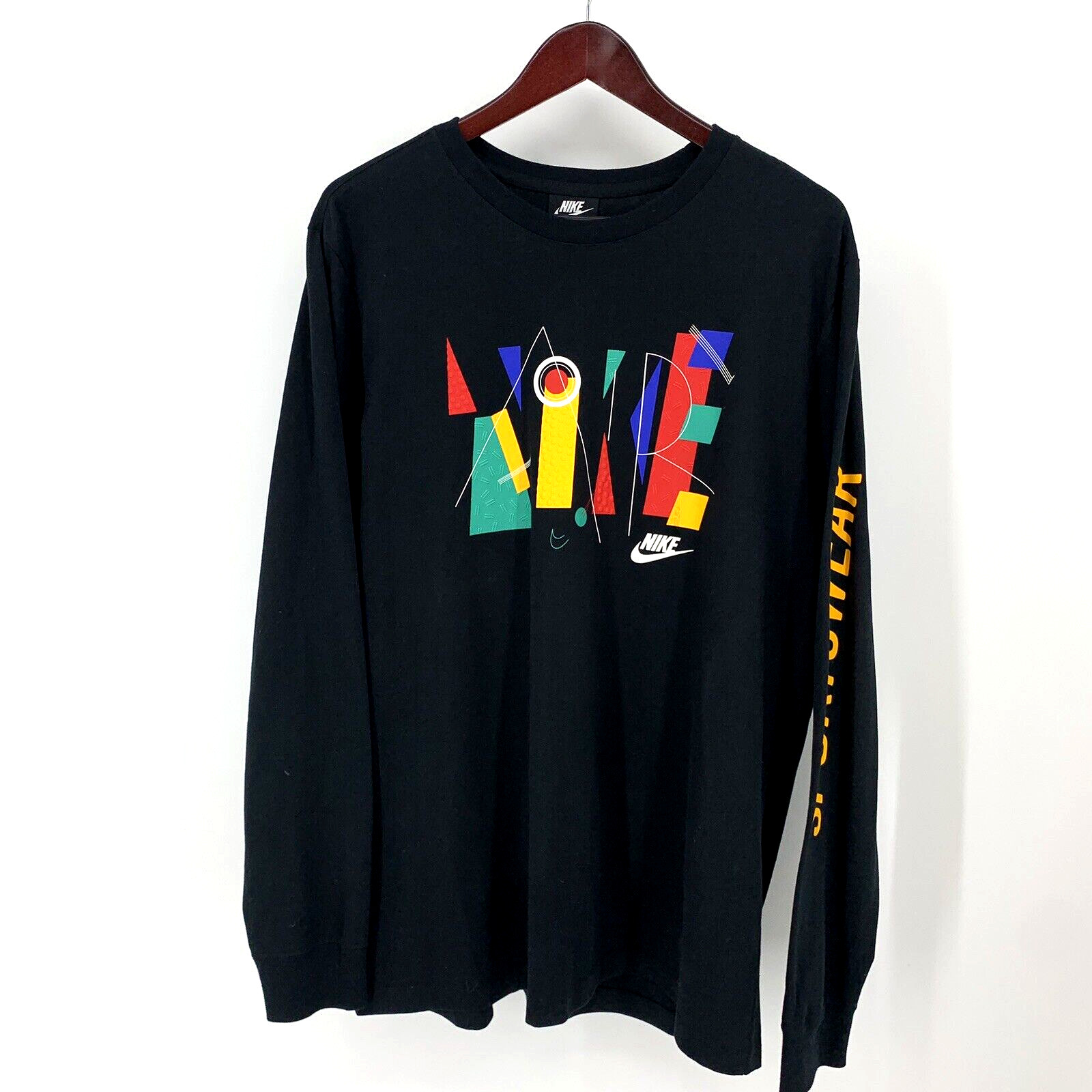 Nike Air Shirt Mens XL Black Geometric Abstract Sportswear Long Sleeve Urban gallery
