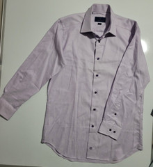 David Donahue Button Shirt Mens Large Trim Fit Light Purple Collared Formal