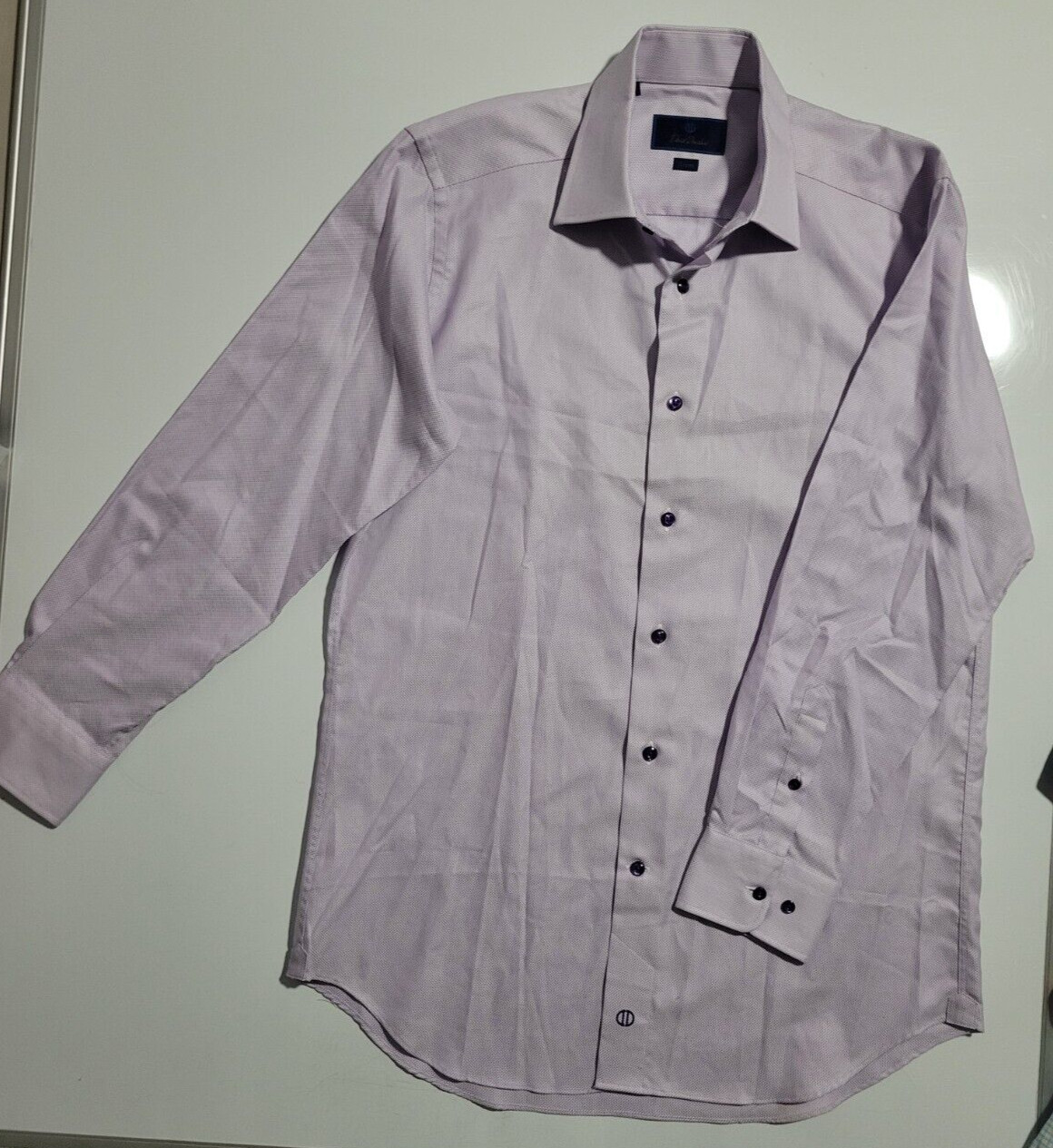 David Donahue Button Shirt Mens Large Trim Fit Light Purple Collared Formal